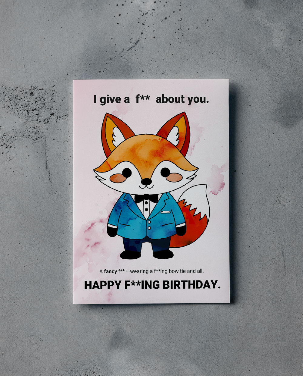 Color-Me Printable Birthday Card “I Give a F About You” (Fox edition for easy coloring) - Image 5
