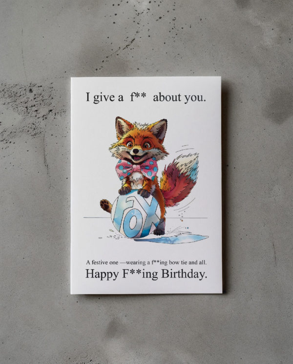 Color-Me Printable Birthday Card “I Give a F About You” (Fox edition for Advanced Colorers) - Image 5
