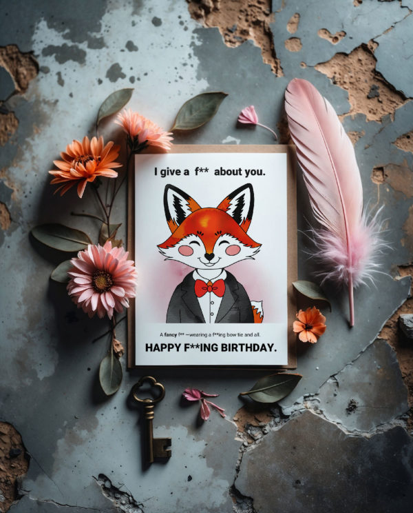 Color-Me Printable Birthday Card “I Give a F About You” (Fox edition for Intermediate Colorers) - Image 6