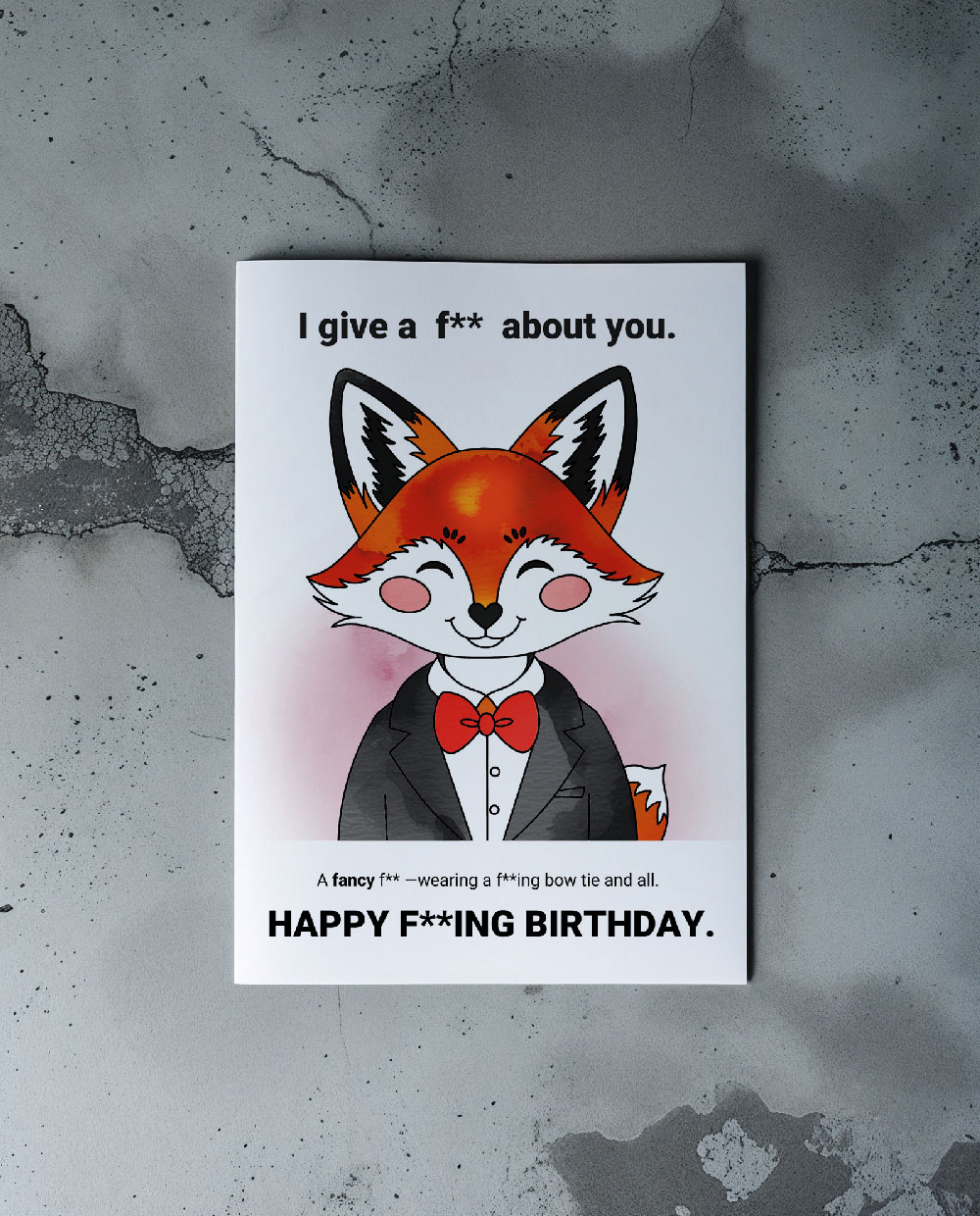Color-Me Printable Birthday Card “I Give a F About You” (Fox edition for Intermediate Colorers) - Image 5